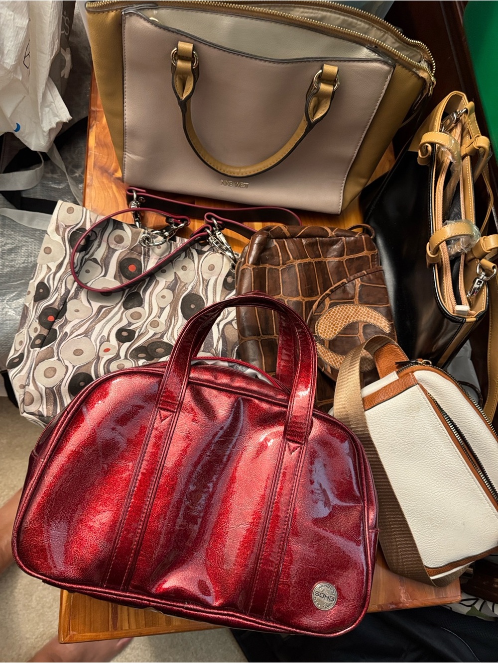 Group of bags and cosmetics bag
